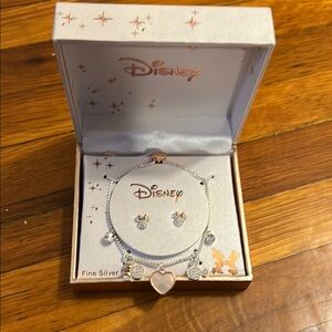 Disney Minnie/Mickey Silver Jewelry Set with Heart Charm